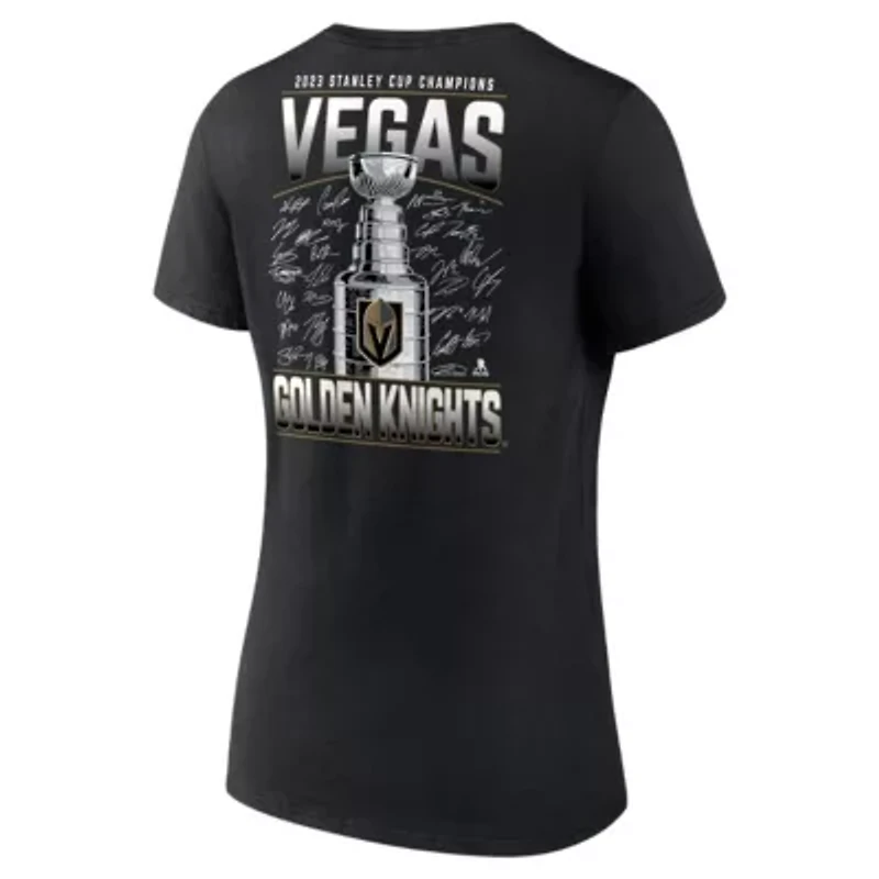 NHL Fanatics Vegas Golden Knights 2023 Stanley Cup s Signature Roster V-Neck T-Shirt