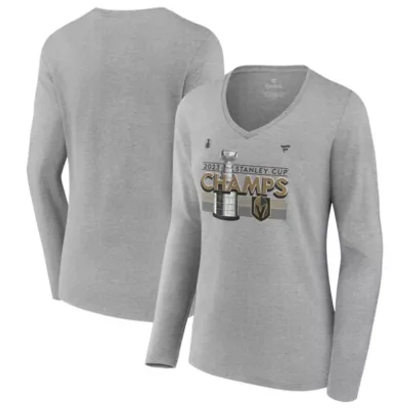 NHL Fanatics Vegas Golden Knights 2023 Stanley Cup s Locker Room Long Sleeve V-Neck T-Shirt