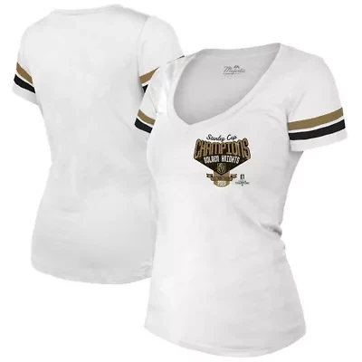 NHL Vegas Golden Knights 2023 Stanley Cup s Striped V-Neck T-Shirt
