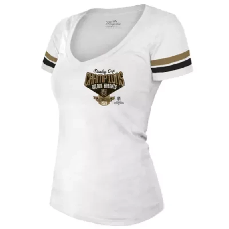 NHL Vegas Golden Knights 2023 Stanley Cup s Striped V-Neck T-Shirt