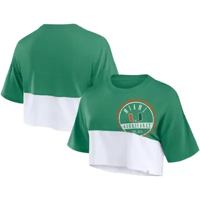Miami (FL) Hurricanes NCAA Fanatics Oversized Badge Colorblock Cropped T-Shirt