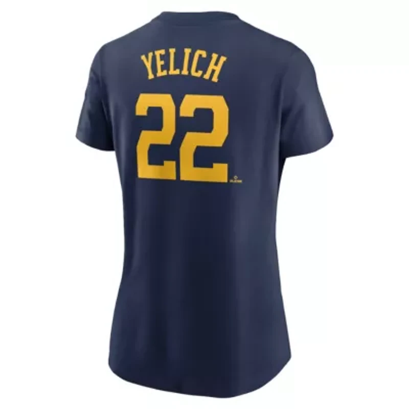 MLB Nike Christian Yelich Milwaukee Brewers Fuse Name & Number T-Shirt