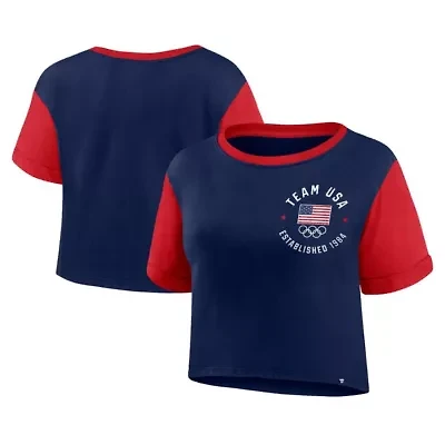 Olympics Fanatics Team USA Circle Badge Cropped Fashion T-Shirt