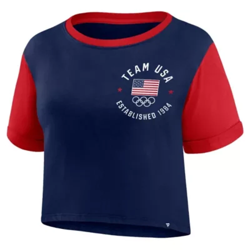 Olympics Fanatics Team USA Circle Badge Cropped Fashion T-Shirt