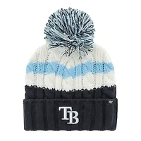 MLB White/Navy Tampa Bay Rays Ashfield Cuffed Knit Hat with Pom