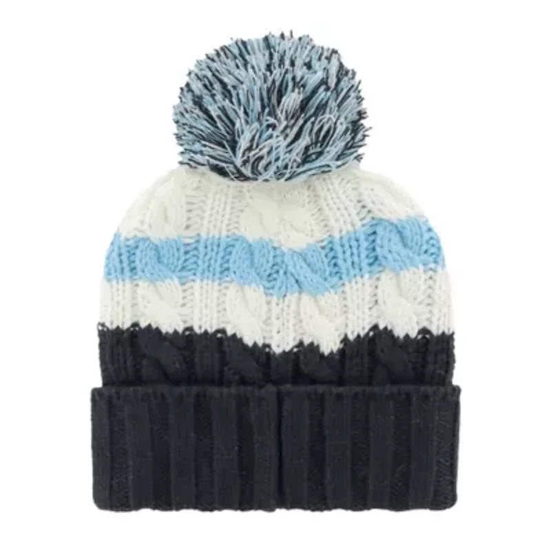 MLB White/Navy Tampa Bay Rays Ashfield Cuffed Knit Hat with Pom