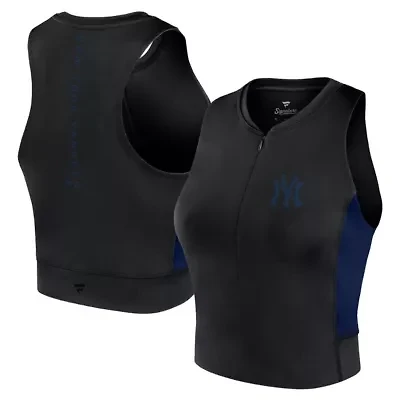 MLB Fanatics New York Yankees Studio Half-Zip Fitted Gym Tank Top