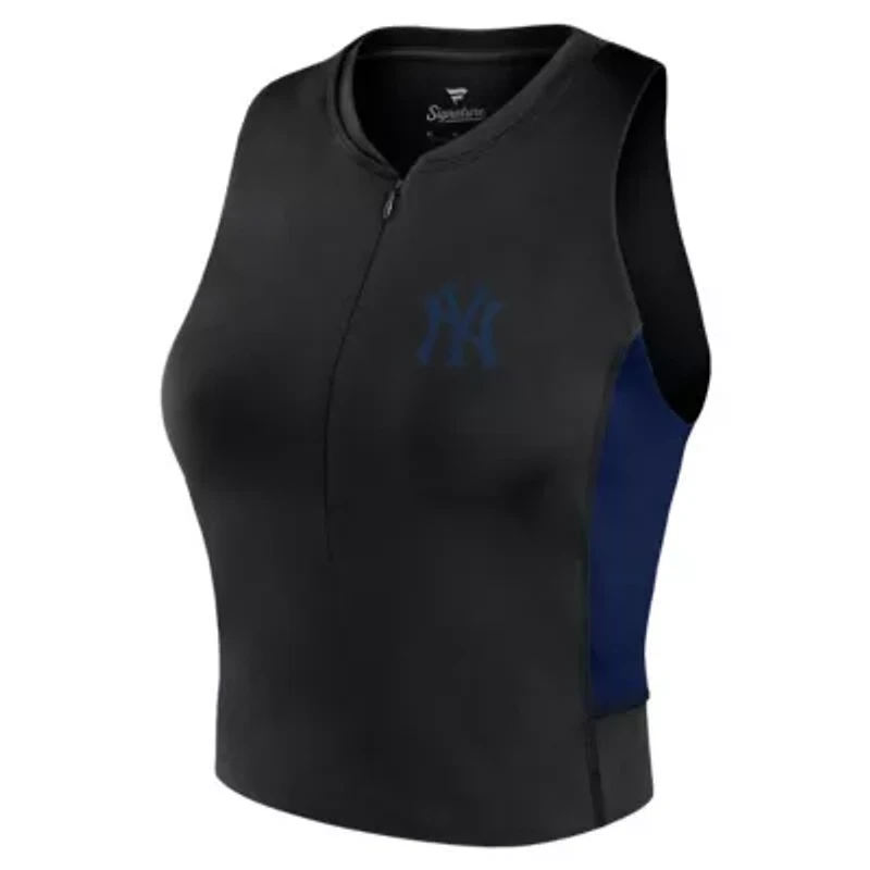 MLB Fanatics New York Yankees Studio Half-Zip Fitted Gym Tank Top