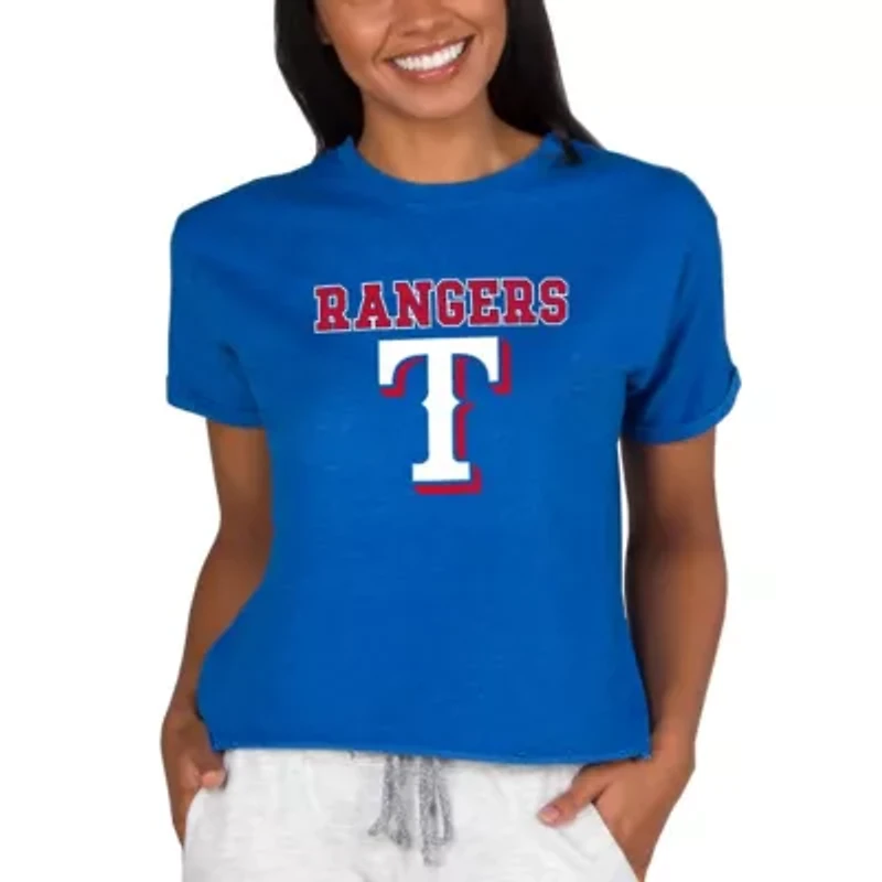 MLB Texas Rangers Tri-Blend Mainstream Terry Short Sleeve Sweatshirt Top