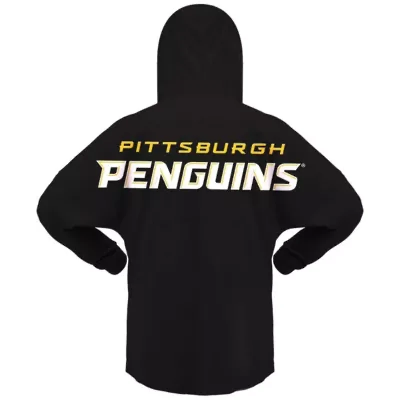 NHL Fanatics Pittsburgh Penguins Jersey Lace-Up V-Neck Long Sleeve Hoodie T-Shirt