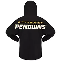 NHL Fanatics Pittsburgh Penguins Jersey Lace-Up V-Neck Long Sleeve Hoodie T-Shirt