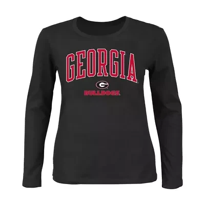 NCAA Georgia Bulldogs Plus Arch Over Logo Scoop Neck Long Sleeve T-Shirt