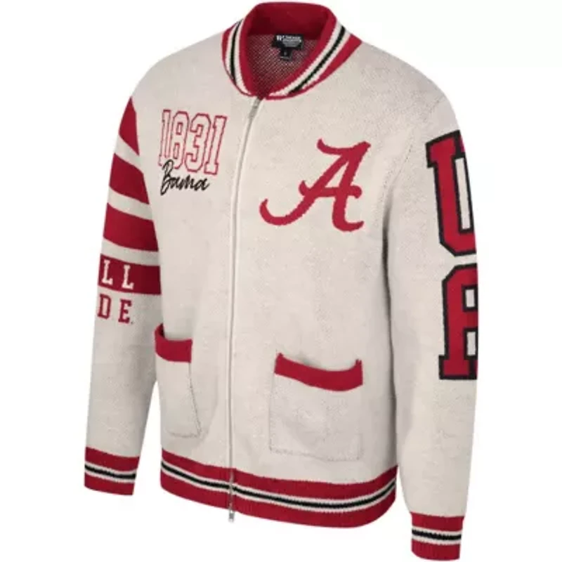Alabama Crimson Tide NCAA Unisex Wild Collective Full-Zip Jacquard Sweater