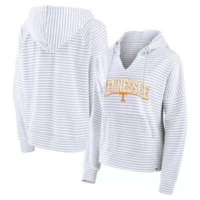NCAA Fanatics Tennessee Volunteers Arch Logo Striped Notch Neck Pullover Hoodie