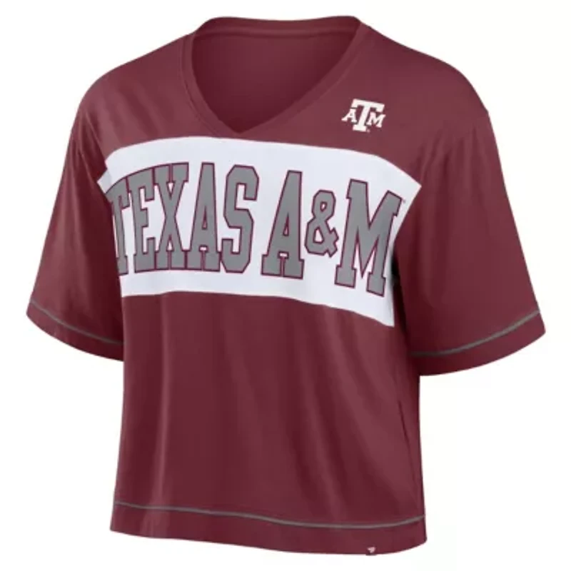 NCAA Fanatics Texas A&M Aggies Home Team Bold Fashion Modest V-Neck Cropped T-Shirt