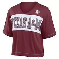 NCAA Fanatics Texas A&M Aggies Home Team Bold Fashion Modest V-Neck Cropped T-Shirt