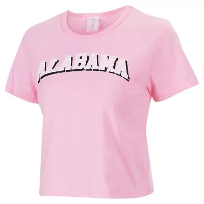 Alabama Crimson Tide NCAA Gingham Logo Cropped T-Shirt