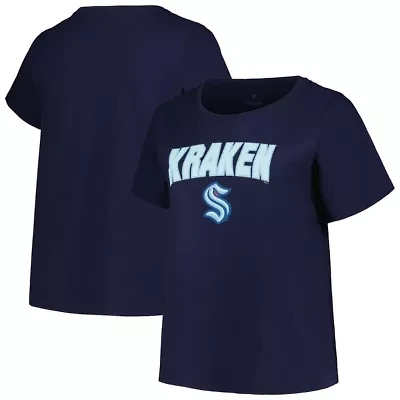 NHL Deep Sea Seattle Kraken Plus Arch Over Logo T-Shirt
