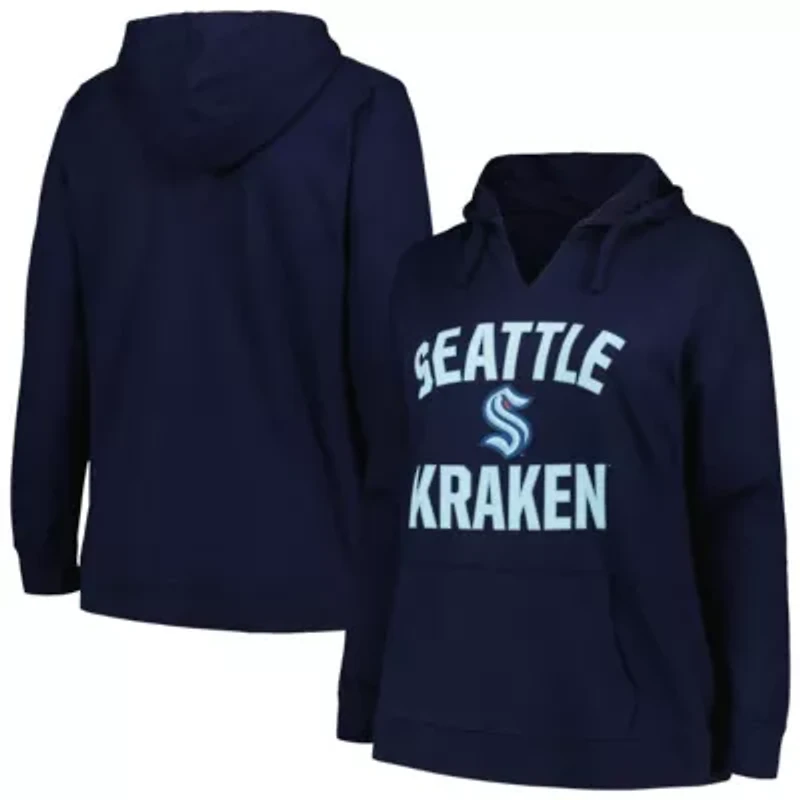 NHL Deep Sea Seattle Kraken Plus Arch Over Logo Pullover Hoodie