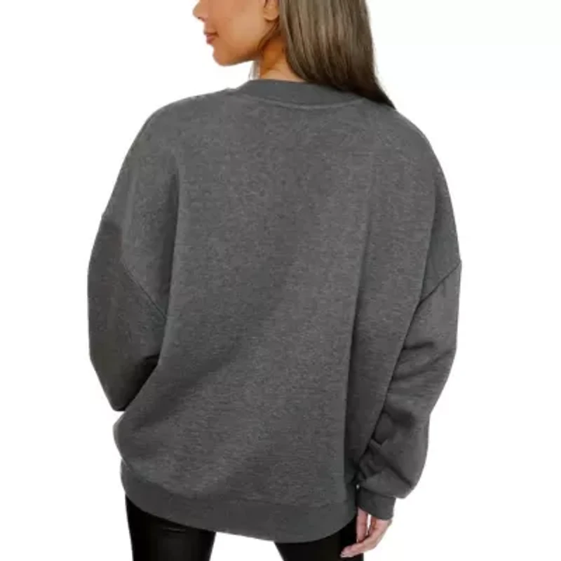 NCAA LSU Tigers Oversized Distressed Fleece Pullover Sweatshirt