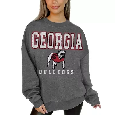 NCAA Georgia Bulldogs Distressed Fleece Pullover Sweatshirt