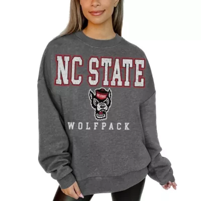 NCAA NC State Wolfpack Oversized Distressed Fleece Pullover Sweatshirt