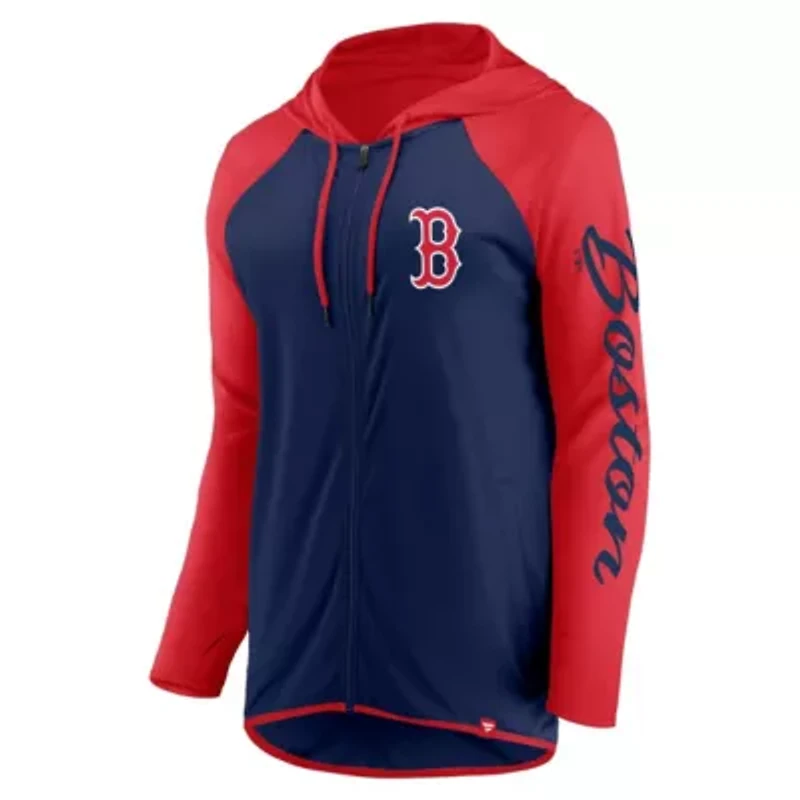 Boston Red Sox MLB Fanatics Navy/Red Script Sleeve Full-Zip Hoodie