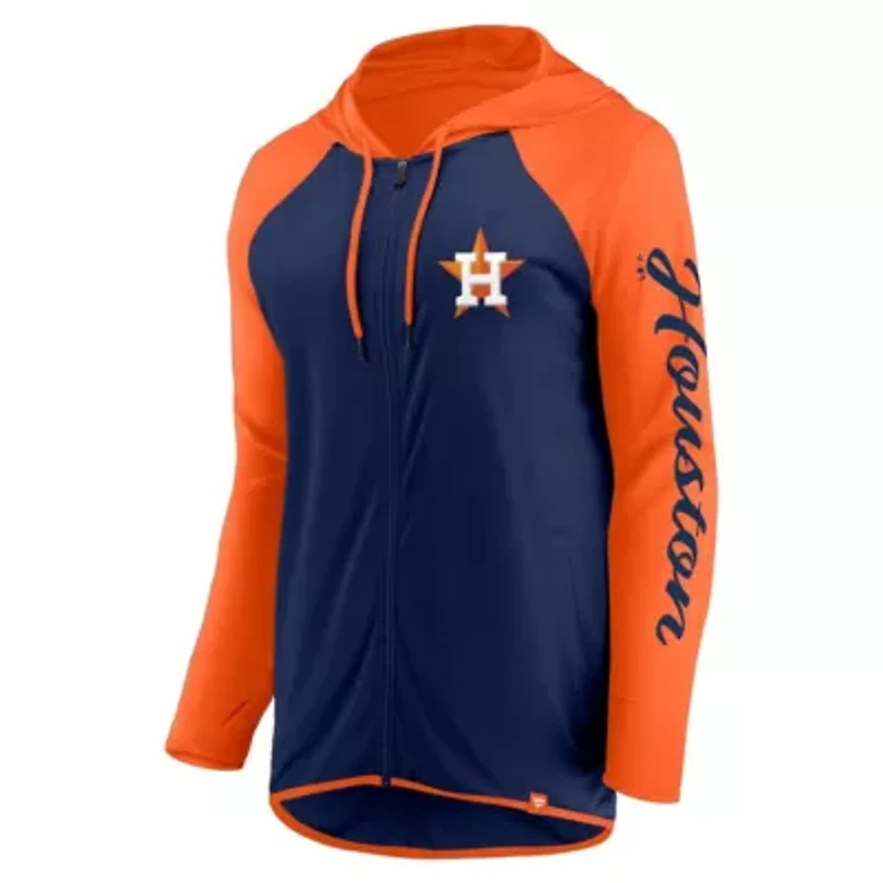 MLB Fanatics Navy/Orange Houston Astros Script Sleeve Full-Zip Hoodie