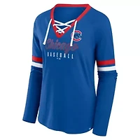 MLB Fanatics Chicago Cubs Won & Done Raglan Lace-Up Long Sleeve T-Shirt