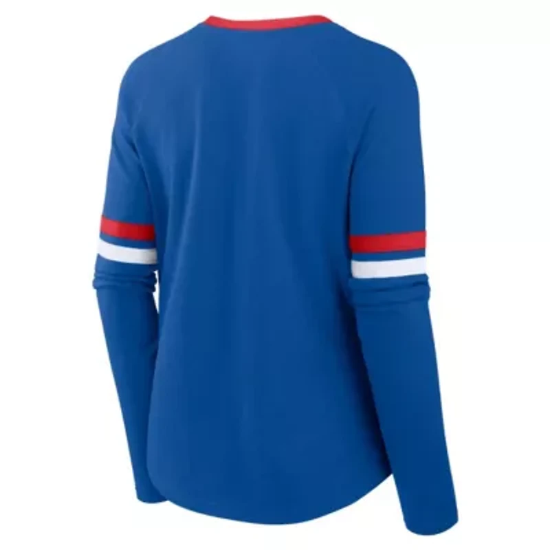 MLB Fanatics Chicago Cubs Won & Done Raglan Lace-Up Long Sleeve T-Shirt