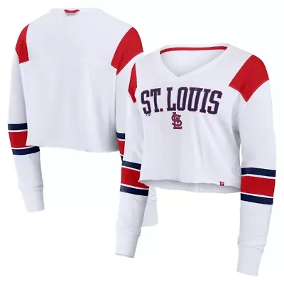 MLB Fanatics St. Louis Cardinals Stretch Cropped Fashion Long Sleeve T-Shirt