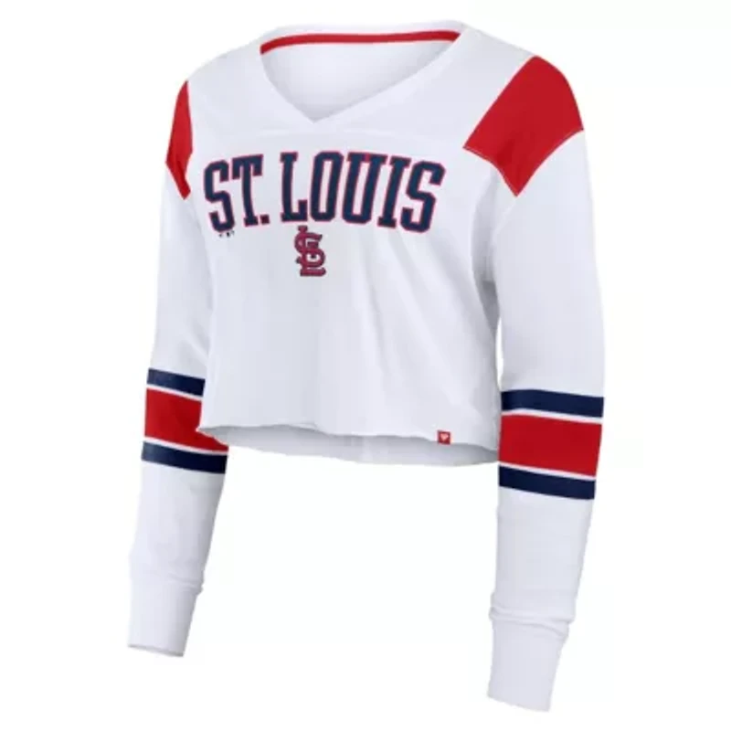 MLB Fanatics St. Louis Cardinals Stretch Cropped Fashion Long Sleeve T-Shirt