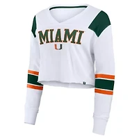 Miami (FL) Hurricanes NCAA Fanatics Training Camp Cropped Long Sleeve V-Neck Fashion Top