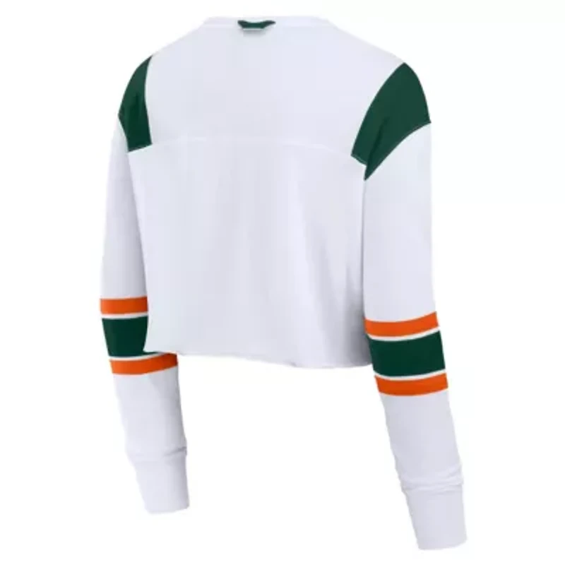 Miami (FL) Hurricanes NCAA Fanatics Training Camp Cropped Long Sleeve V-Neck Fashion Top