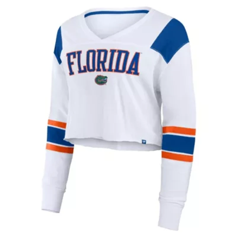 NCAA Fanatics Florida Gators Training Camp Cropped Long Sleeve V-Neck Fashion Top