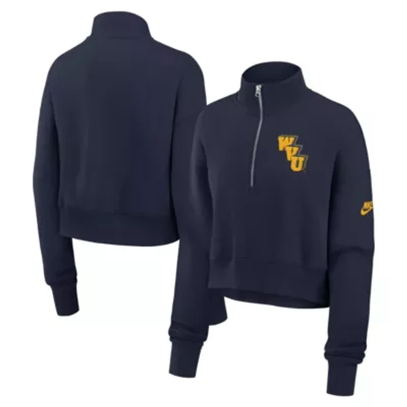 NCAA Nike West Virginia Mountaineers Legacy Elevated Logo Half-Zip Sweatshirt