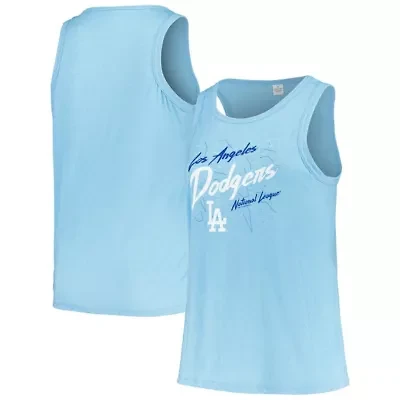 MLB Light Los Angeles Dodgers Plus Curvy High Neck Tri-Blend Tank Top