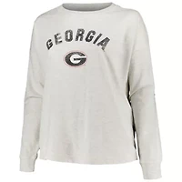 NCAA Georgia Bulldogs Plus Distressed Arch Over Logo Neutral Boxy Pullover Sweatshirt