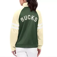 NBA Hunter Milwaukee Bucks Main Player Raglan Rhinestone Full-Zip Track Jacket