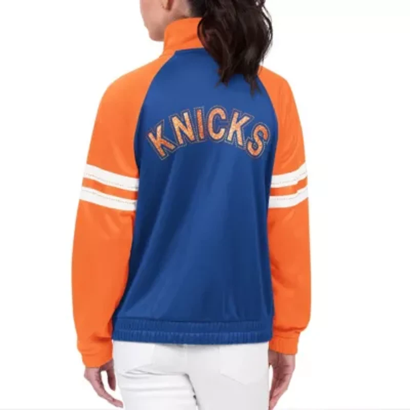 NBA New York Knicks Main Player Raglan Rhinestone Full-Zip Track Jacket