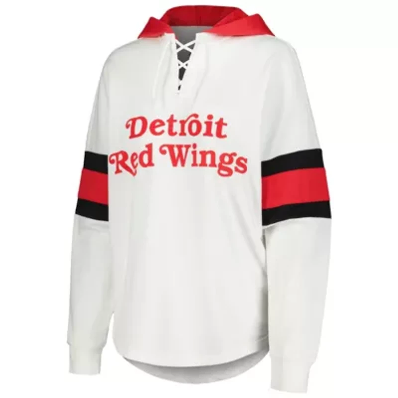 NHL Detroit Wings Goal Zone Long Sleeve Lace-Up Hoodie T-Shirt