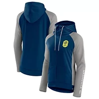 MLS Fanatics Navy/Gray Nashville SC Iconic Raglan Full-Zip Hoodie Jacket