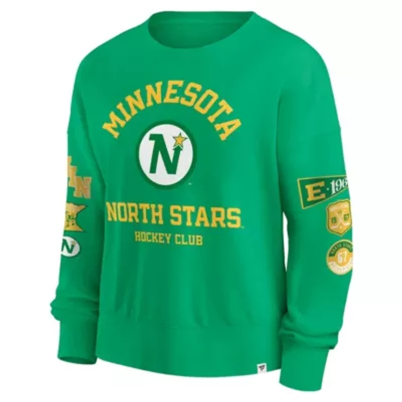 Vintage Hockey Fanatics Kelly Minnesota North Stars Oversized Go Team Pullover Sweatshirt