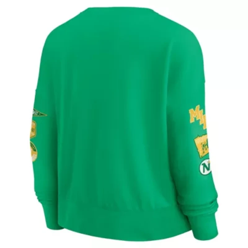 Vintage Hockey Fanatics Kelly Minnesota North Stars Oversized Go Team Pullover Sweatshirt