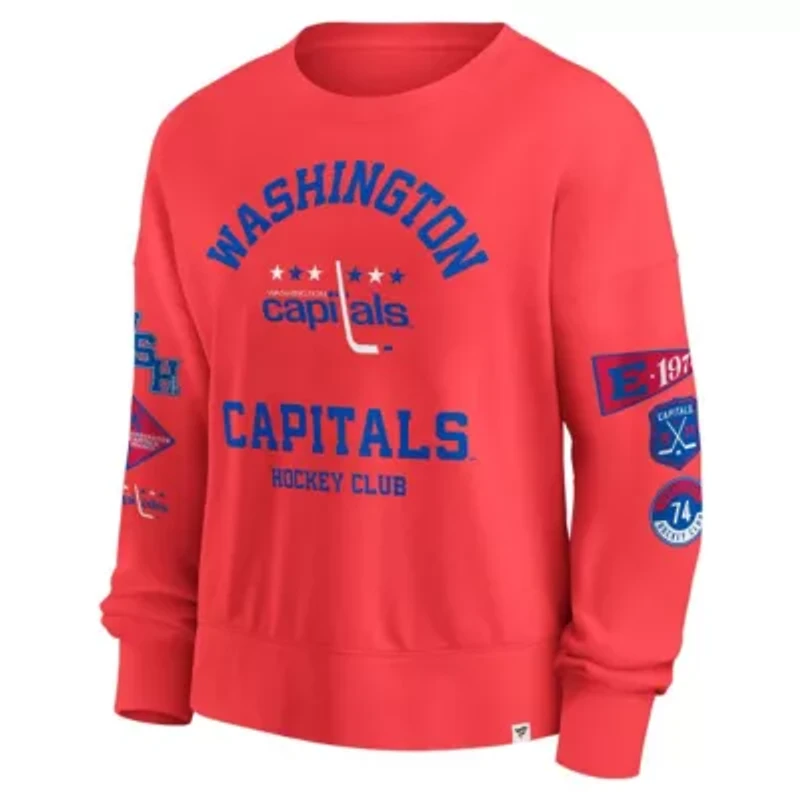 NHL Fanatics Washington Capitals Oversized Vintage Go Team Pullover Sweatshirt