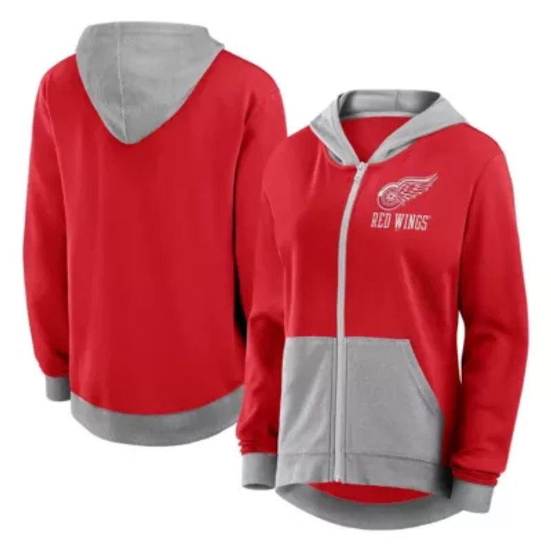 NHL Logo Athletic Detroit Wings Hit It French Terry Full-Zip Hoodie