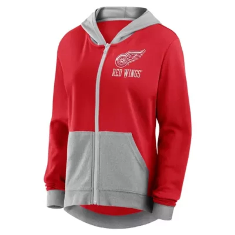 NHL Logo Athletic Detroit Wings Hit It French Terry Full-Zip Hoodie