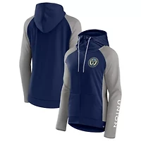 MLS Fanatics Navy/Gray Philadelphia Union Iconic Raglan Full-Zip Hoodie