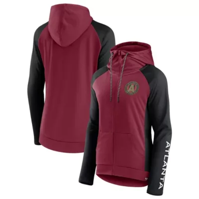 MLS Fanatics Red/Black Atlanta United FC Iconic Raglan Full-Zip Hoodie