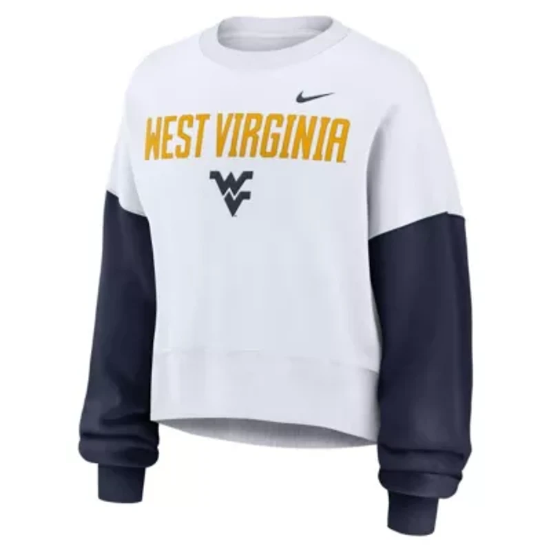 NCAA Nike West Virginia Mountaineers Oversized Color-Block Pullover Sweatshirt